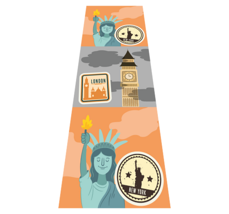 Vinylmatta sovrum nyc och london collage - Tenstickers