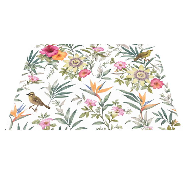 Blått blommönster vinylmatta sovrum - Tenstickers