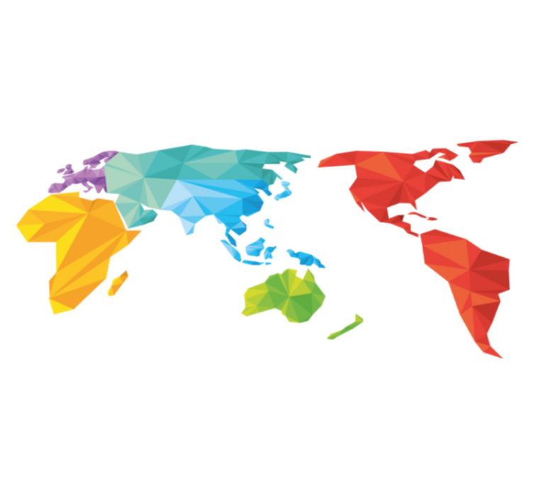 Vinylmatta geometrisk världskarta färg - Tenstickers