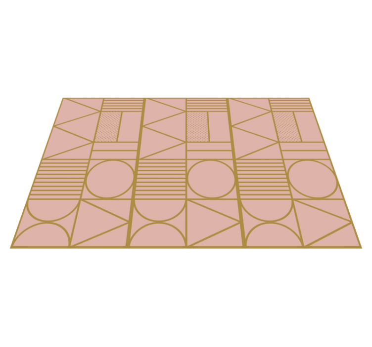 Vinylmatta geometrisk i guld och rosa färger - Tenstickers