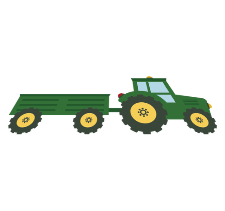 Grön traktor och vagn vinylmatta barn - Tenstickers