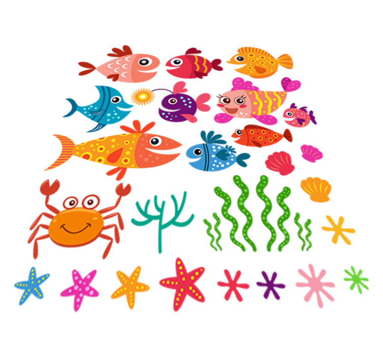 Vinylmatta barn färgglada babyfiskar - Tenstickers