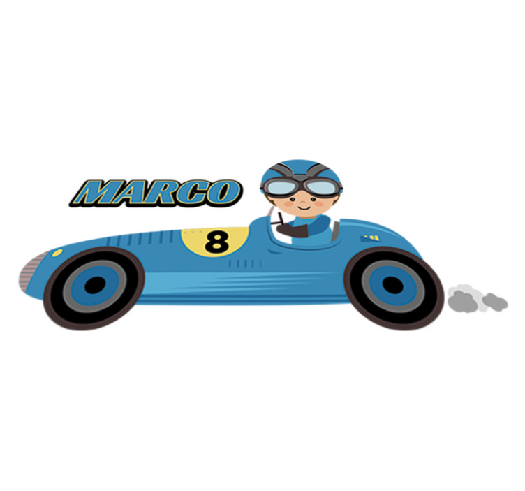 Vinylmatta barn formel 1 bil med namn - Tenstickers