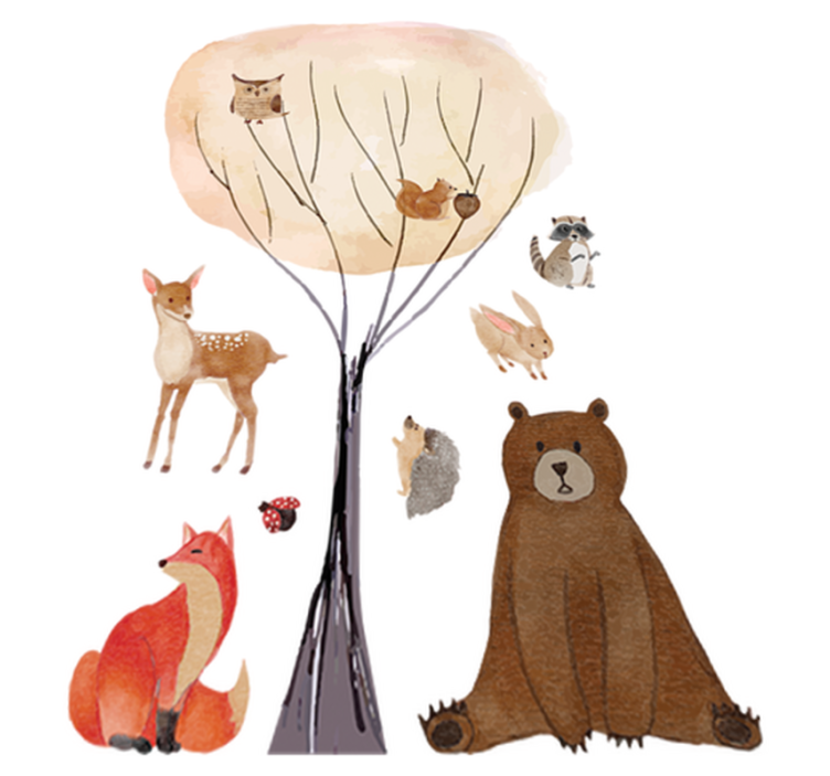 Vinylmatta barn skogs djur och träd - Tenstickers