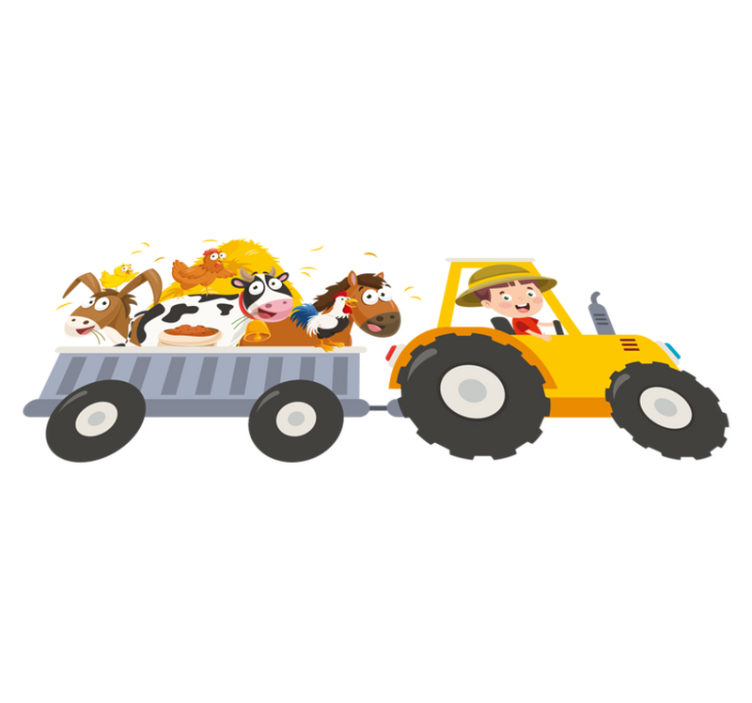 Vinylmatta barn liten bonde med djur - Tenstickers