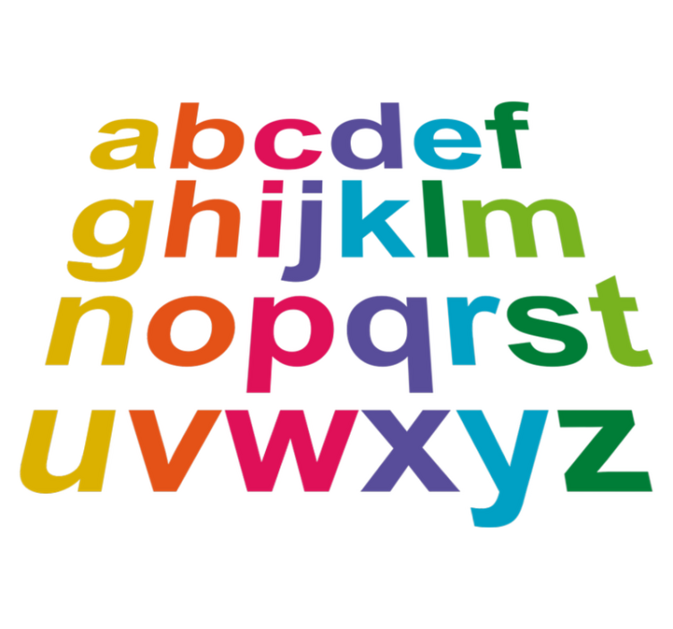 Vinylmatta barn minimalistiska färger alfabet - Tenstickers