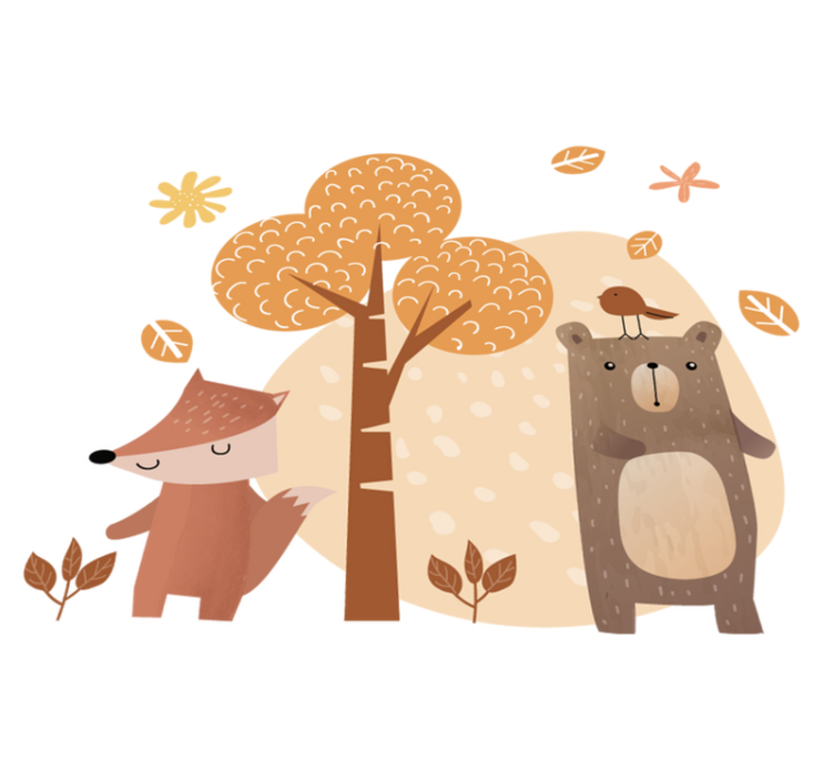 Vinylmatta barn djur och träd - Tenstickers