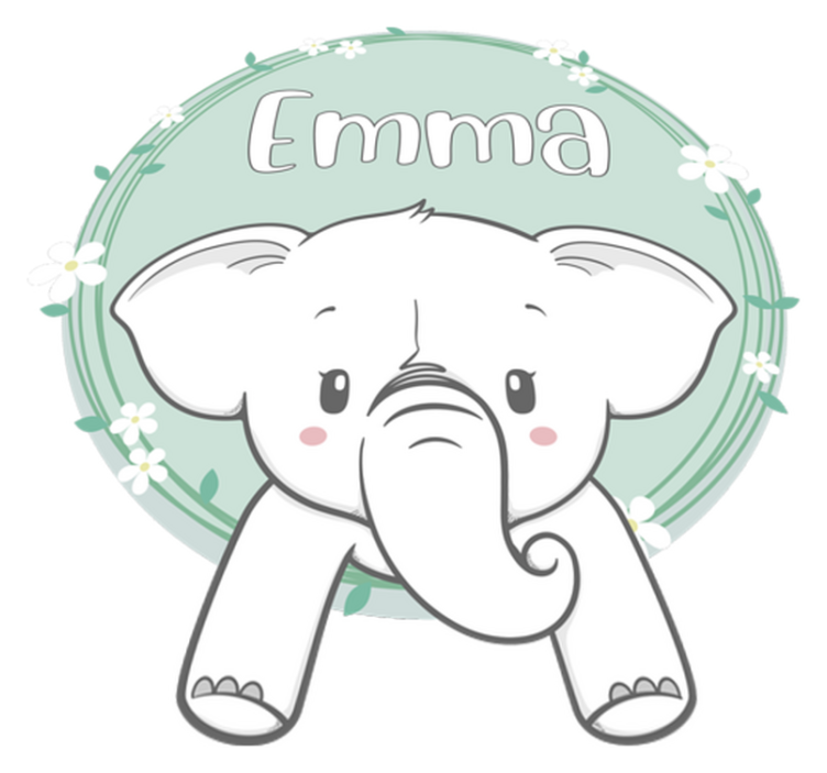 Vinylmatta barn elefant med namn - Tenstickers