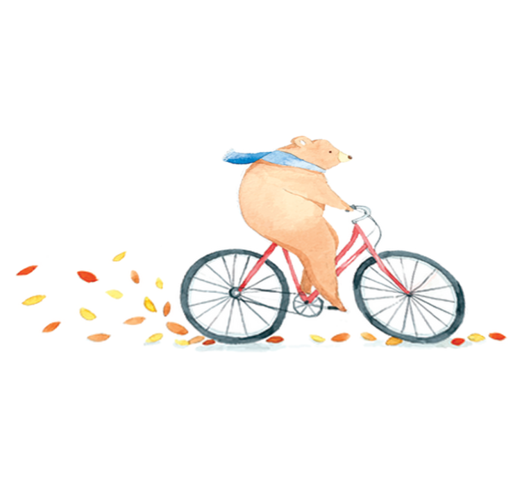 Vinylmatta barn björn på cykel - Tenstickers