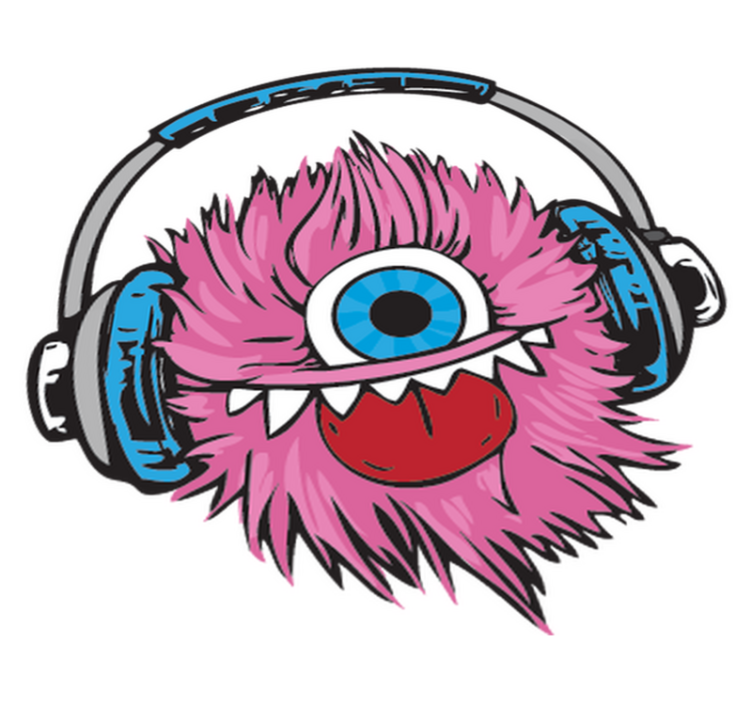 Rosa hårig monster vinylmatta barn - Tenstickers