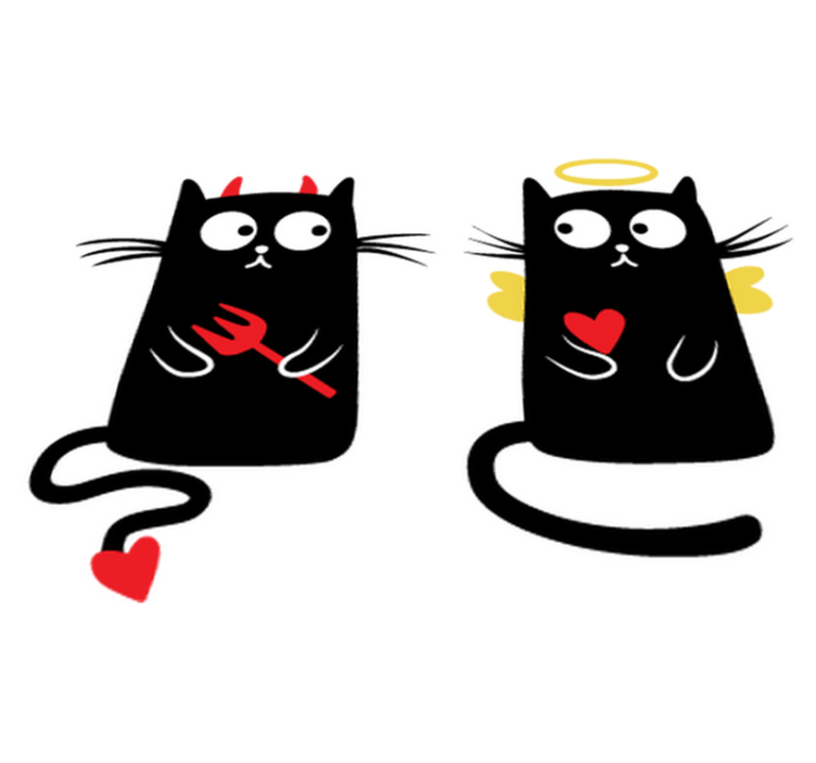 Vinylmatta barn god och dålig katt - Tenstickers