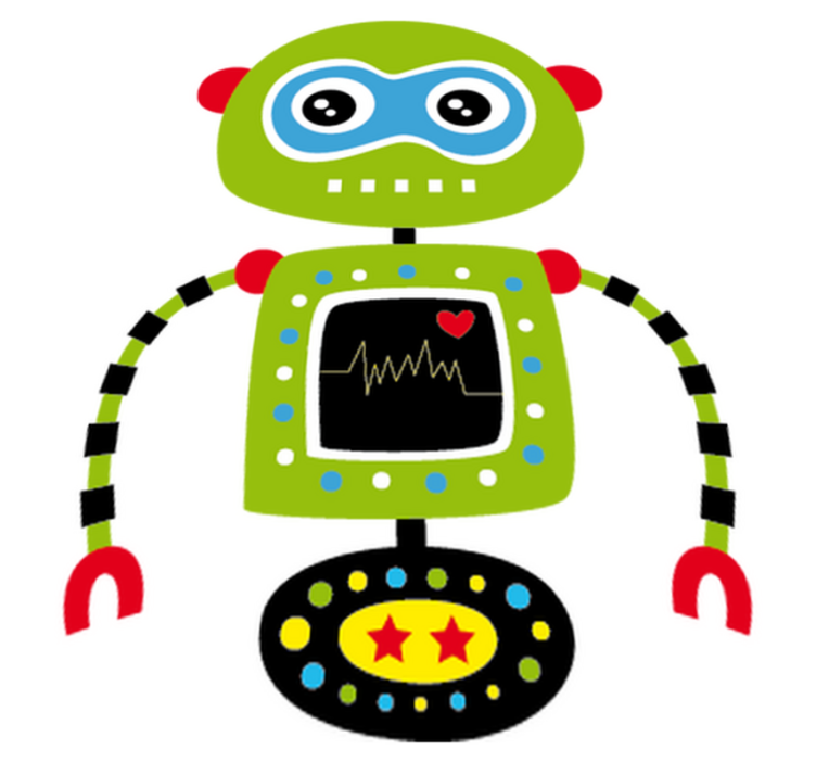 Grön robot vinylmatta barn - Tenstickers