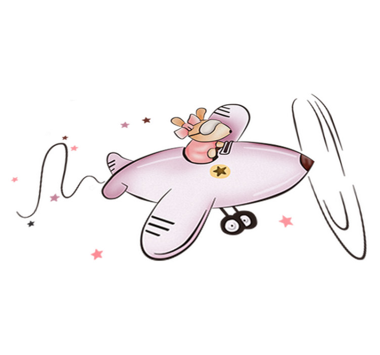 Vinylmatta barn liten mus på ett fly - Tenstickers