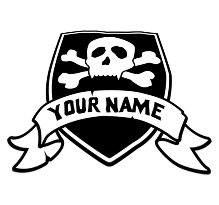 Vinylmatta barn piratskalle med namn - Tenstickers