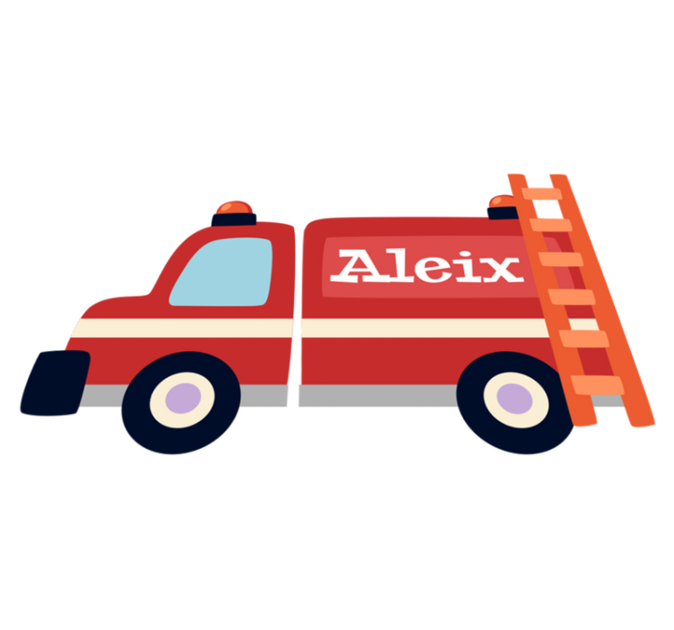 Vinylmatta barn brandbil med namn - Tenstickers