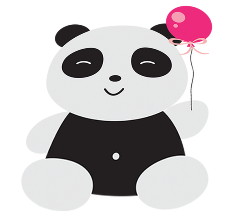 Vinylmatta barn panda med rosa ballong - Tenstickers