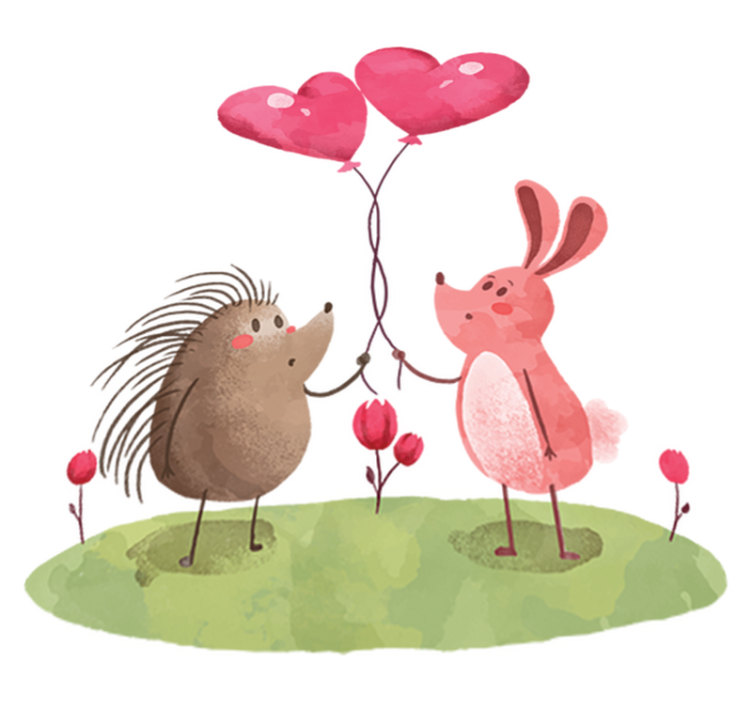 Vinylmatta barn igelkott och kanin - Tenstickers