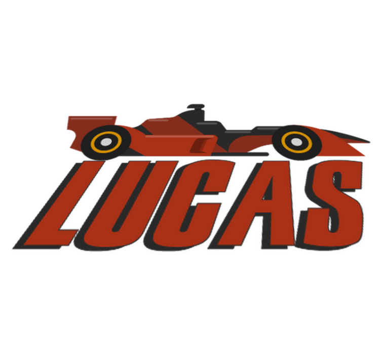 Vinylmatta barn röd f1 bil med namn - Tenstickers