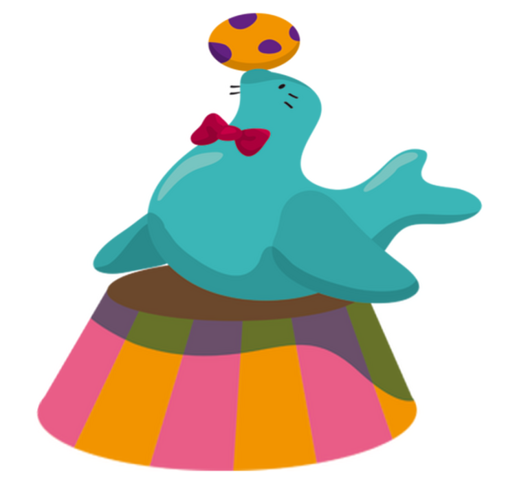 Vinylmatta barn sirkusfock med boll - Tenstickers