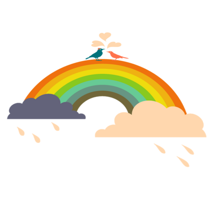 Vinylmatta barn fåglar på regnbågen - Tenstickers