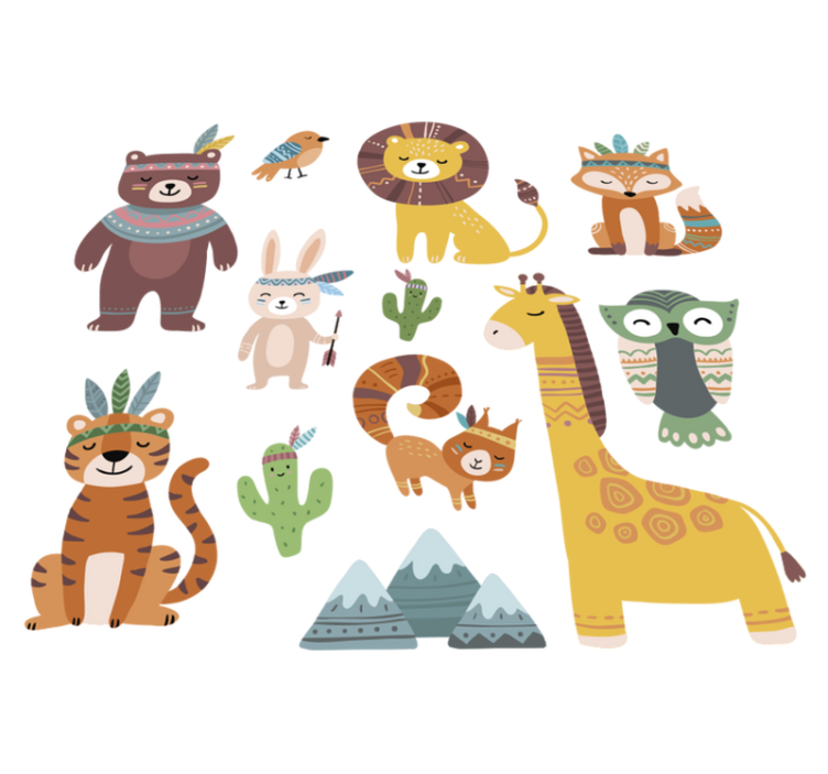 Roliga tribaldjur vinylmatta barn - Tenstickers