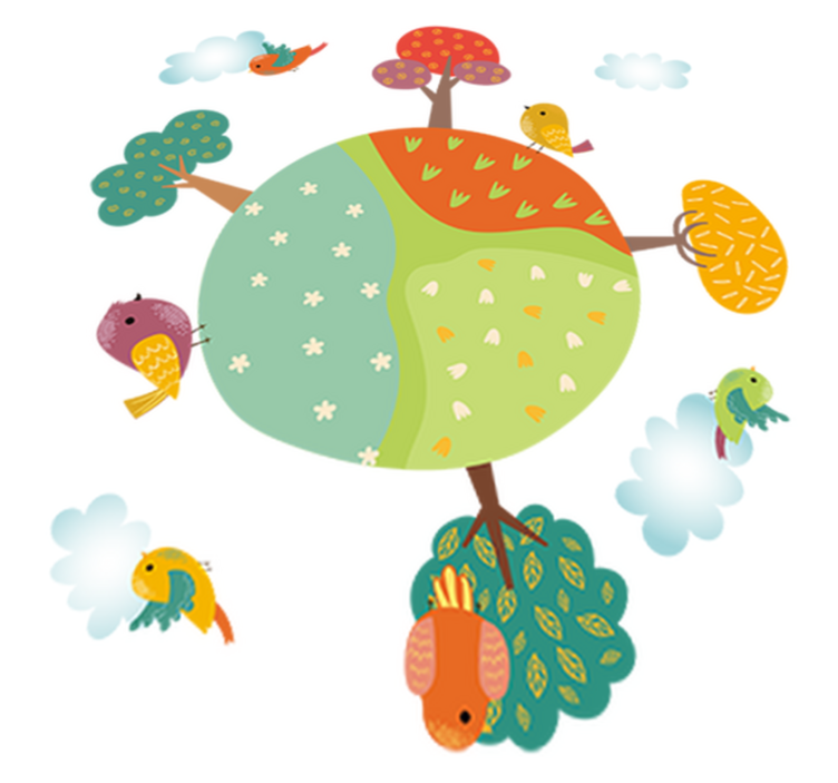 Vinylmatta barn cirkelfjäder med djur - Tenstickers