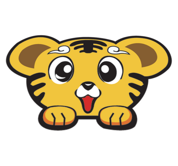 Vinylmatta barn glad tiger - Tenstickers