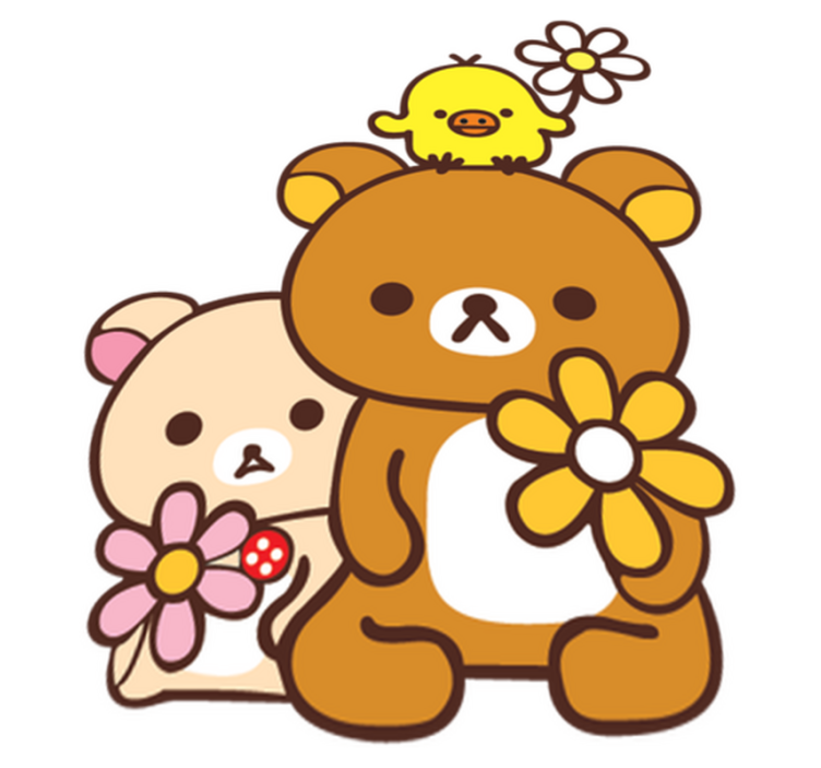 Vinylmatta barn med babybjörnar och fågel - Tenstickers