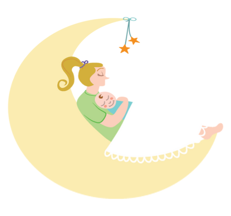 Vinylmatta barn mamma och baby på månen - Tenstickers