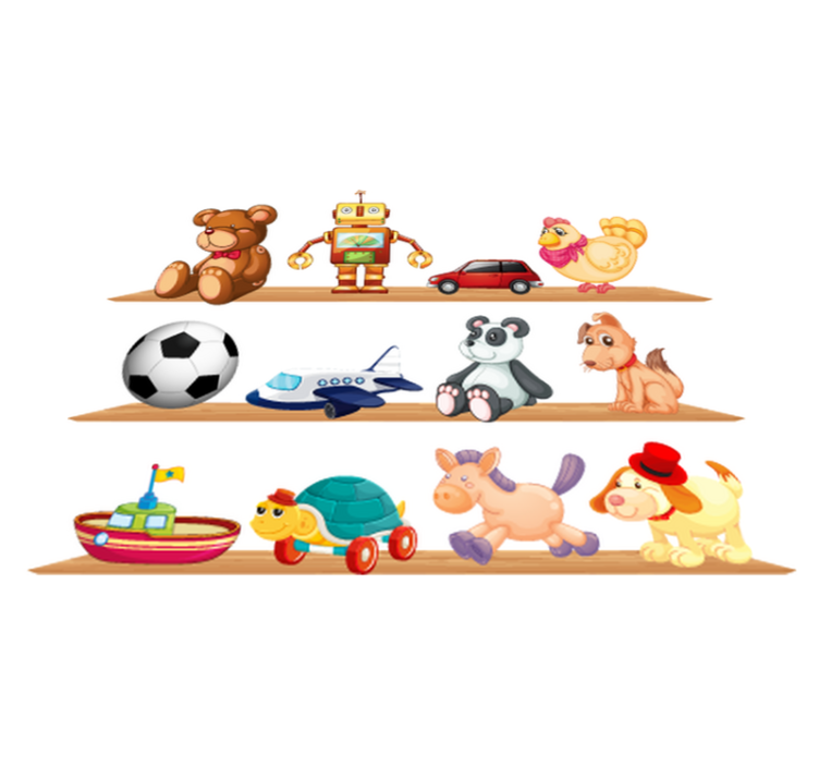 Vinylmatta barn hyllor med leksaker - Tenstickers