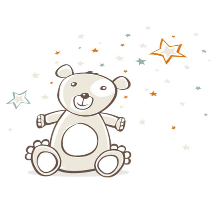 Vinylmatta barn nalle med stjärnor - Tenstickers