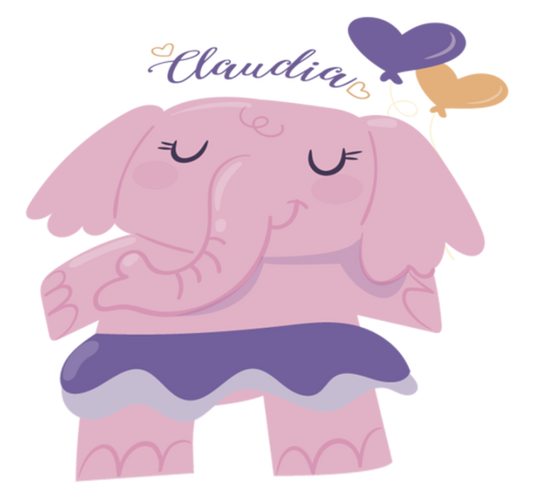 Vinylmatta barn rosa elefant med namn - Tenstickers