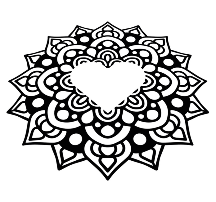 Vinylmatta sovrum mandala med hjärtformad ram - Tenstickers