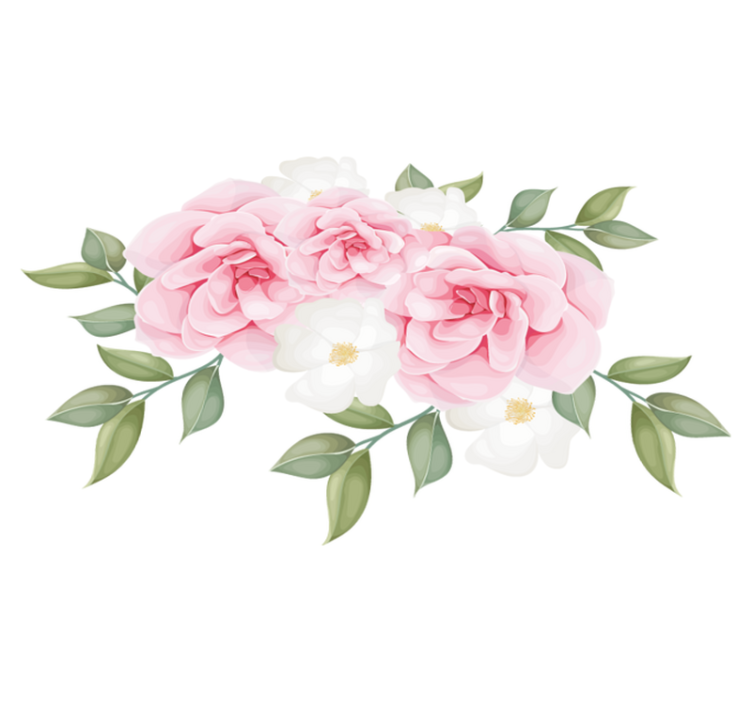 Vinylmatta sovrum eleganta blommor i rosa - Tenstickers