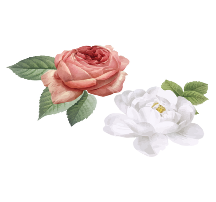 Vinylmatta sovrum vita och rosa rosor - Tenstickers