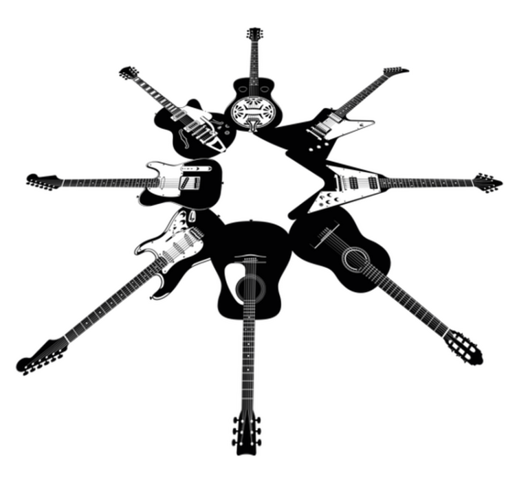 Vinylmatta sovrum gitarrer i cirkel - Tenstickers