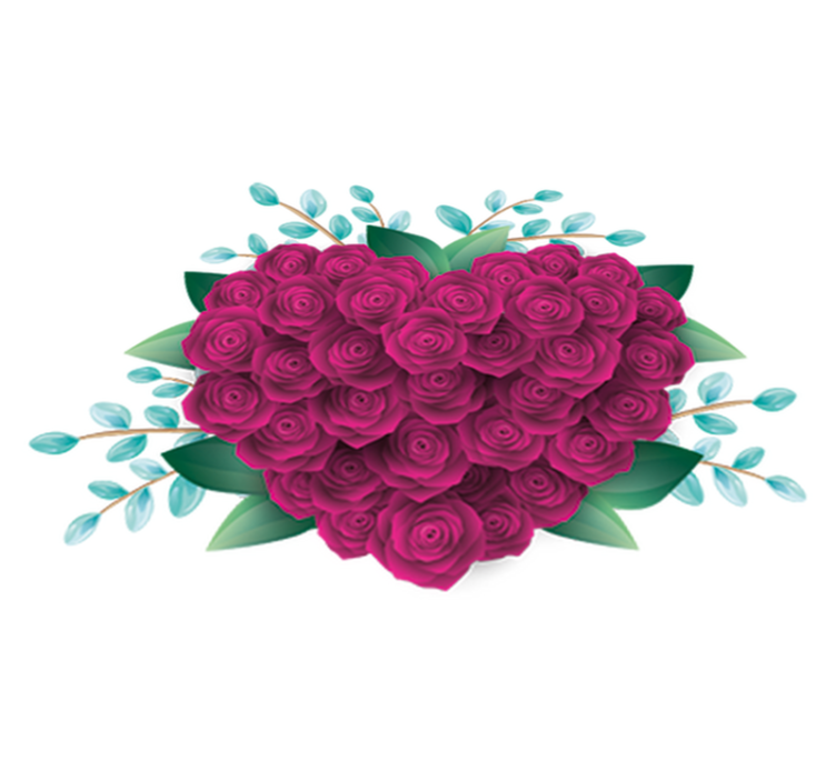 Vinylmatta sovrum hjärtkrona med rosor - Tenstickers