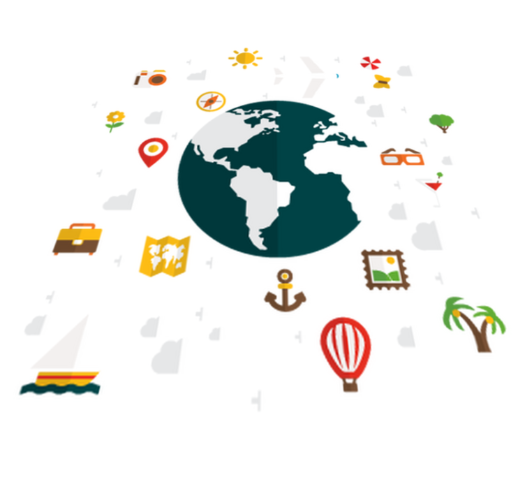 Vinylmatta sovrum resande värld - Tenstickers