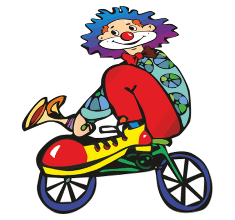 Vinylmatta barn clown på cykel - Tenstickers