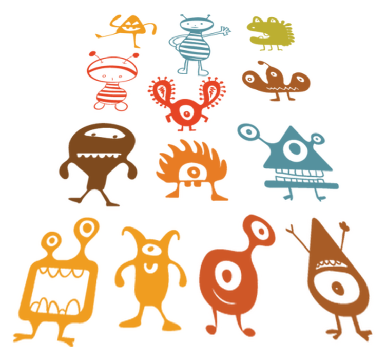 Färgglada utomjordingar vinylmatta barn - Tenstickers