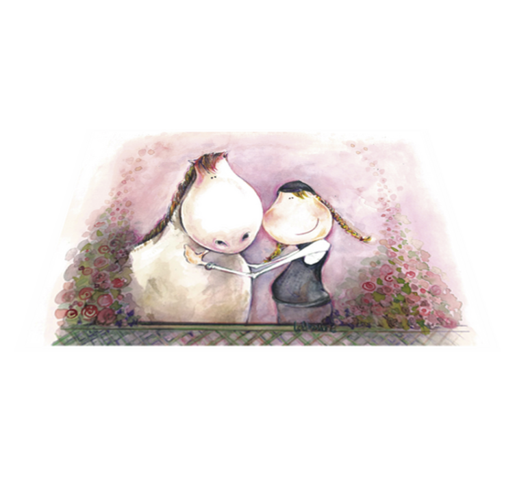 Vinylmatta barn flicka och häst - Tenstickers