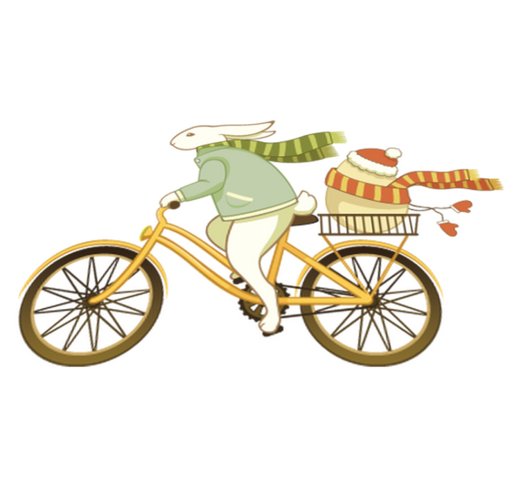 Vinylmatta barn påskhare på cykel - Tenstickers