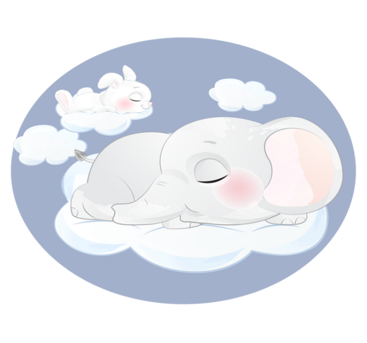 Vinylmatta barn elefant och kanin som sover på moln - Tenstickers