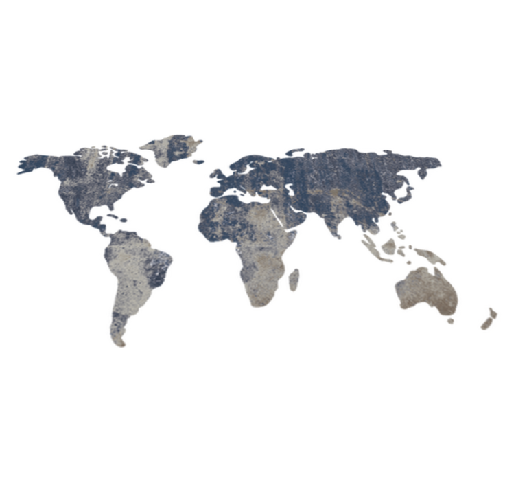 Vinylmatta världskarta dekorativ väggtextur blå - Tenstickers