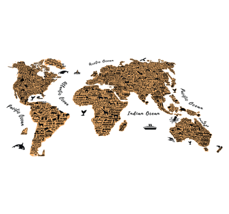 Vinylmatta världskarta med textprofil - Tenstickers