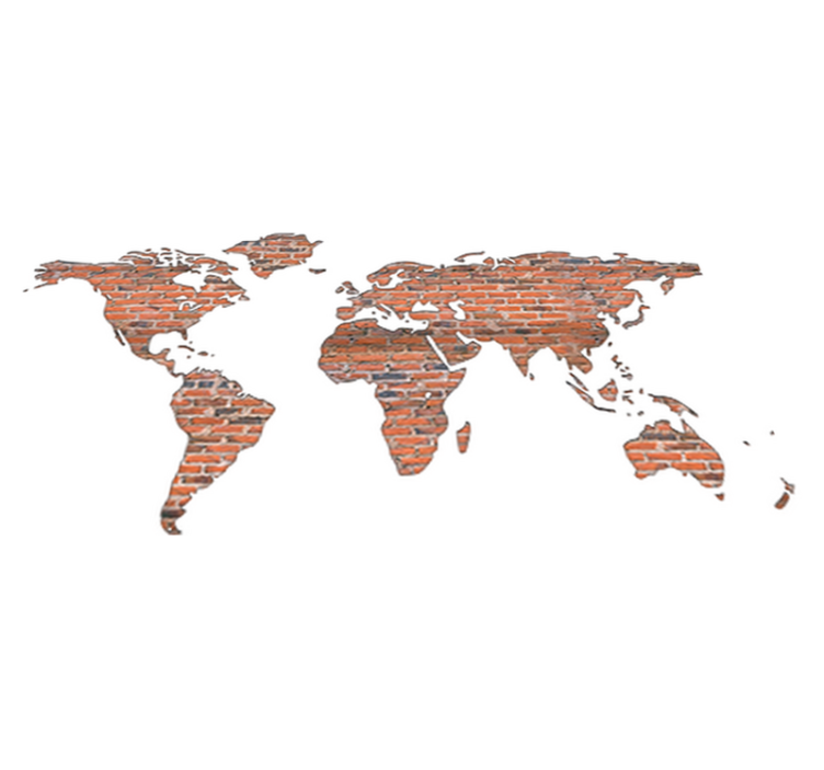 Vinylmatta världskarta tegelväggskarta - Tenstickers