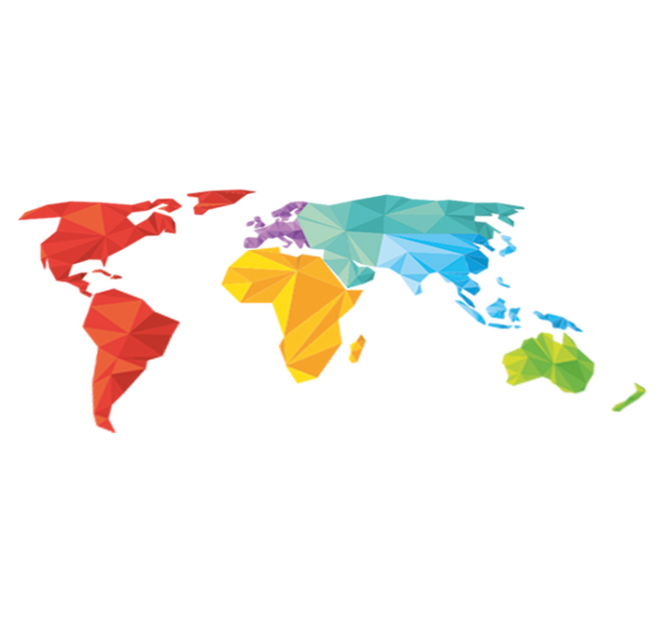 Vinylmatta världskarta geometrisk väggkarta - Tenstickers