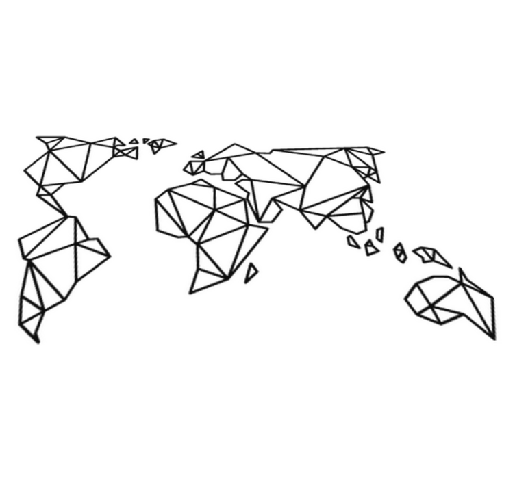 Vinylmatta världskarta dekorativ origami - Tenstickers