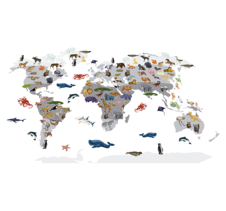 Vinylmatta världskarta i nordisk stil - Tenstickers