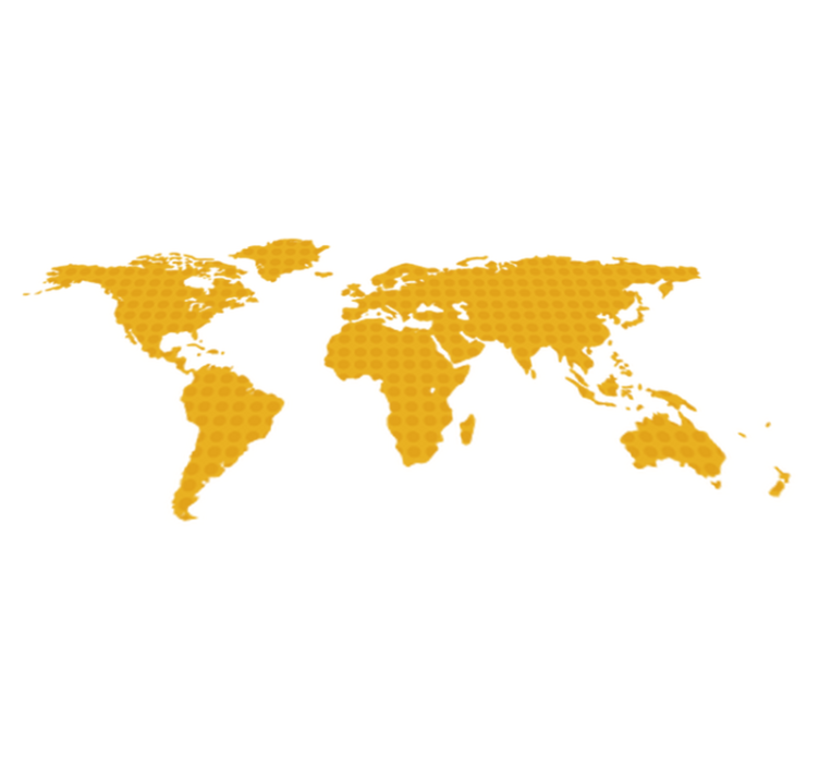 Vinylmatta världskarta gul med prickar - Tenstickers